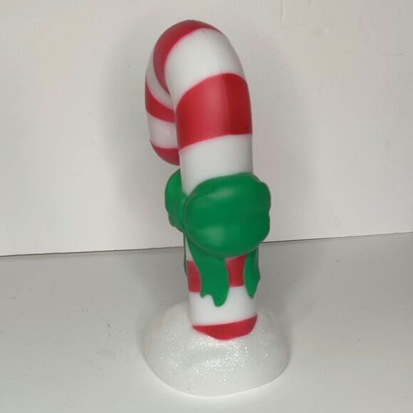 Peppermint Candy Cane Blow Mold Christmas Light Up‎ Battery Operated Green Bow - Picture 10 of 12